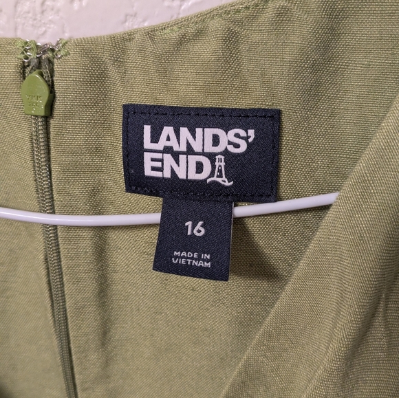 Lands End  Green Puff Sleeve Dress - Picture 3 of 6